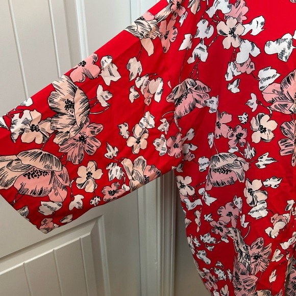ROZ & ALI Woman Floral Print Red Kimono Cardigan Style Top 3X - Picture 3 of 6